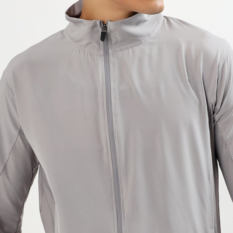 Men's Light Grey Zip Athleisure Jacket, हल्का ग्रे, large image number null