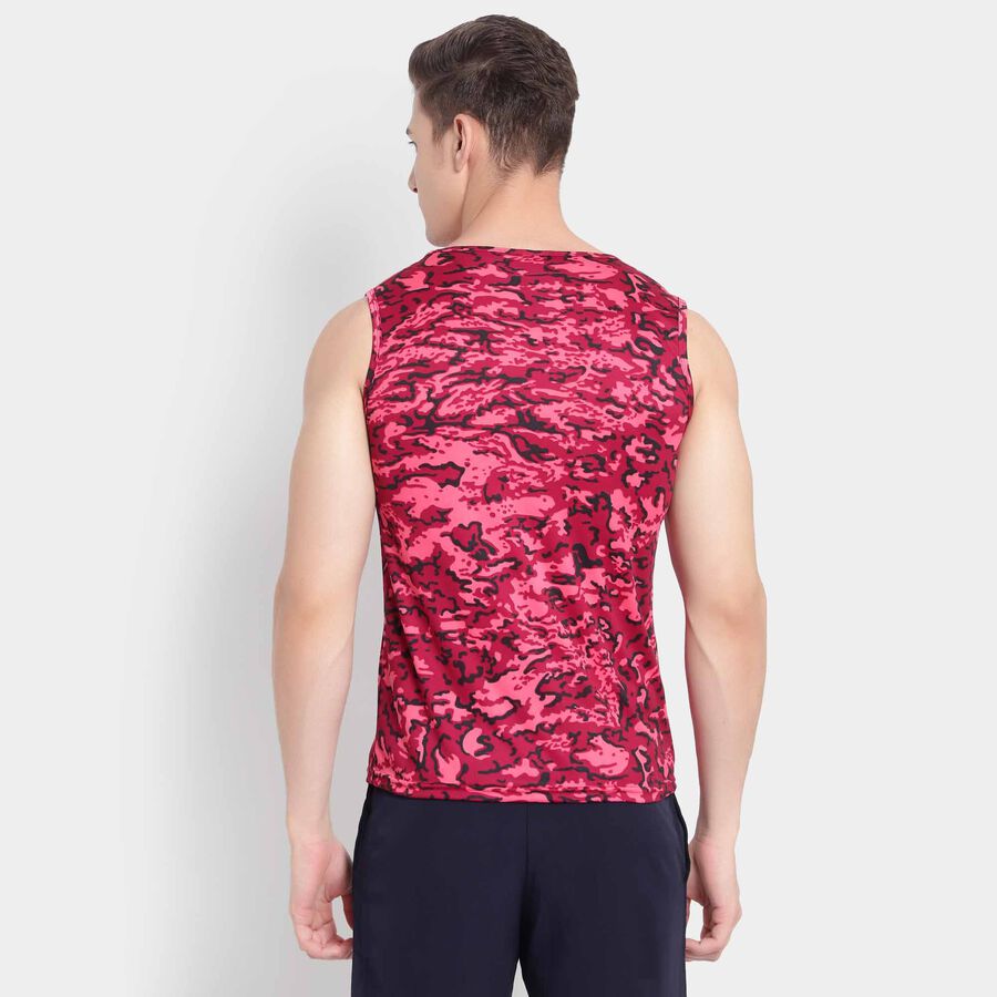 Printed Sleeveless T-Shirt, Maroon, large image number null