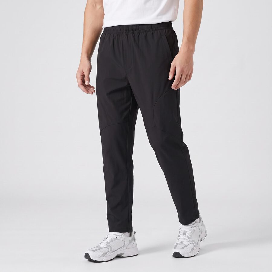 Men's Black Slim Fit Solid Track Pants, Black, large