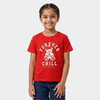 Girls' Red Crew Neck Regular T-Shirt, Red, small