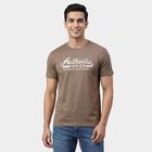 Men's Brown Round Neck Solid T-Shirt, Brown, small