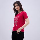 Women's Bright Red Round Neck Casual T-Shirt, Fuchsia, small