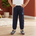 Boys' Navy Blue Logo Patch Jogger Trousers, नेवी ब्लू, small