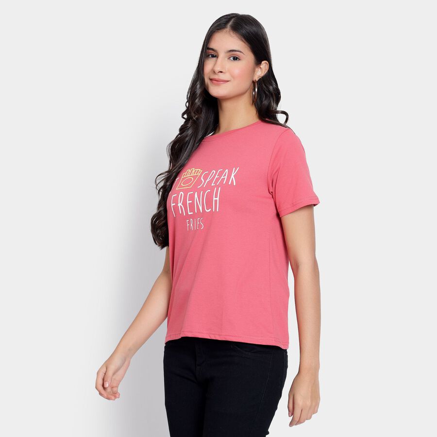 Ladies' Round Neck T-Shirt, मूँगा (कोरल), large image number null