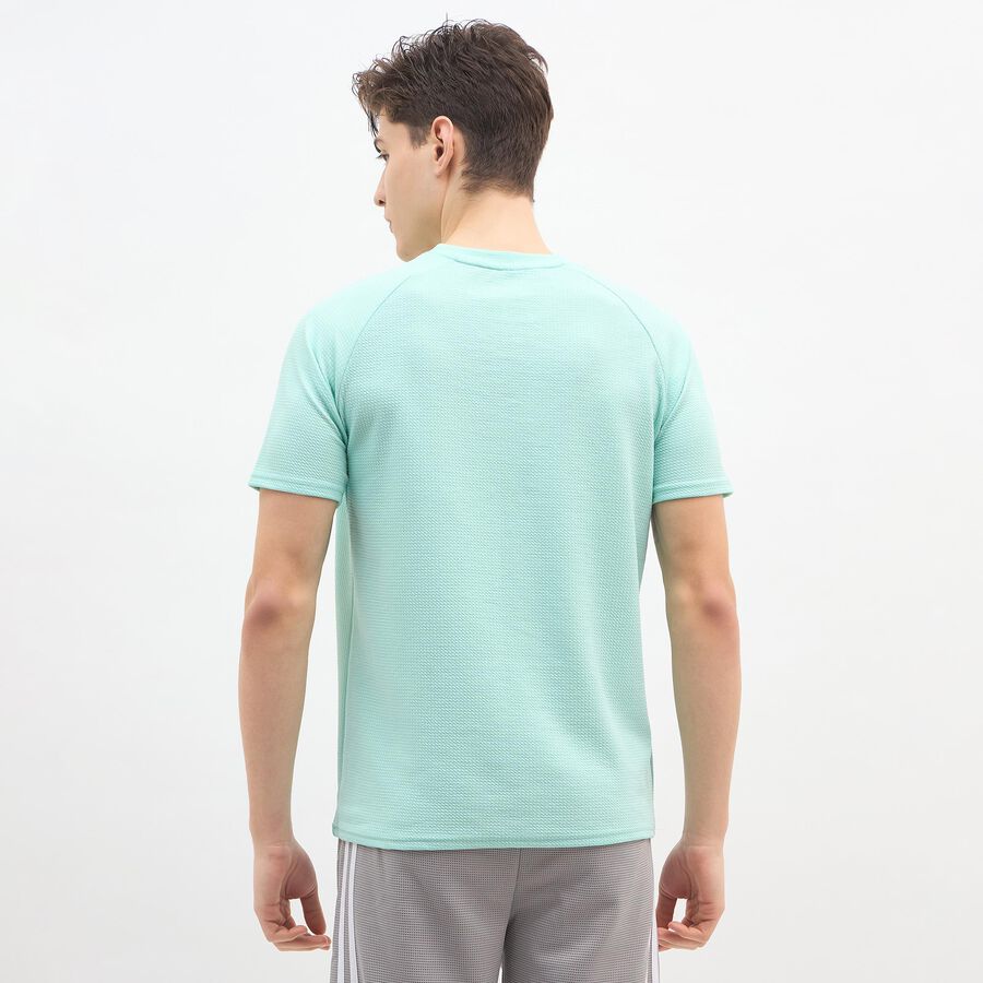 Men's Bright Aqua Crew Neck Athleisure T-Shirt, एक्वा, large