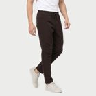 Men's Brown Straight Fit Zip Pocket Track Pants, Brown, small