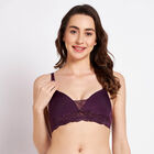 Half Lace Padded Bra, वाइन, small image number null