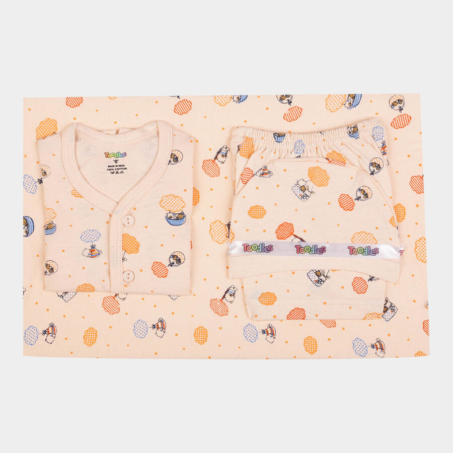 Infants Cotton Printed Baby Gift Set, Peach, large image number null