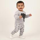 Infants' Light Grey Round Neck Elephant Printed Baba Suit, Light Grey, small image number null