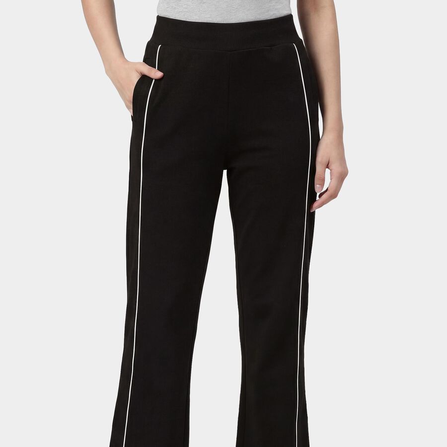 Women's Black Jogger Fit Cotton Blend Track Pants, Black, large