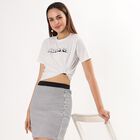 Women's Soft White Round Neck Casual T-Shirt, Ecru Melange, small