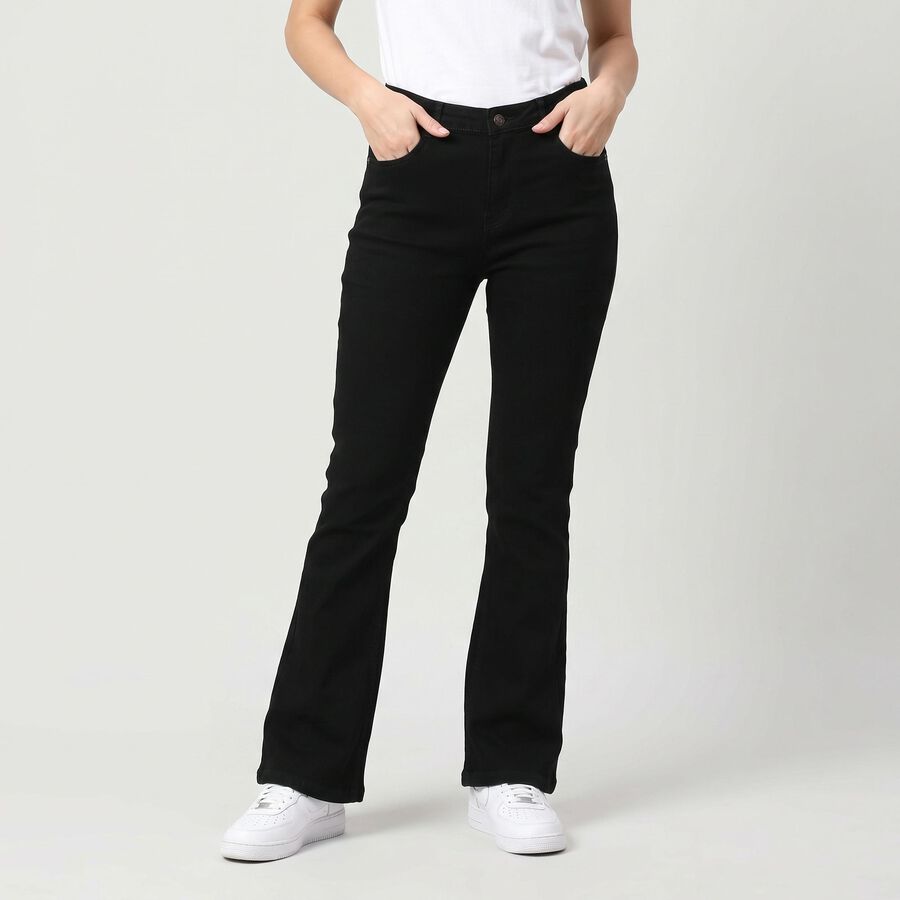 Women's Black Bootcut Fit Jeans, Black, large