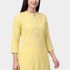 Women's Yellow Mandarin Collar Printed Kurta, Yellow, small
