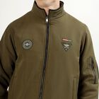 Men's Muted Olive Green High Neck Casual Bomber Jacket, Khaki, small image number null