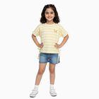 Girls Soft Yellow Round Neck Casual T-Shirt, पीला, small