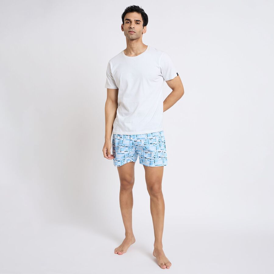 Men's 100% Cotton Boxers, हल्का नीला, large
