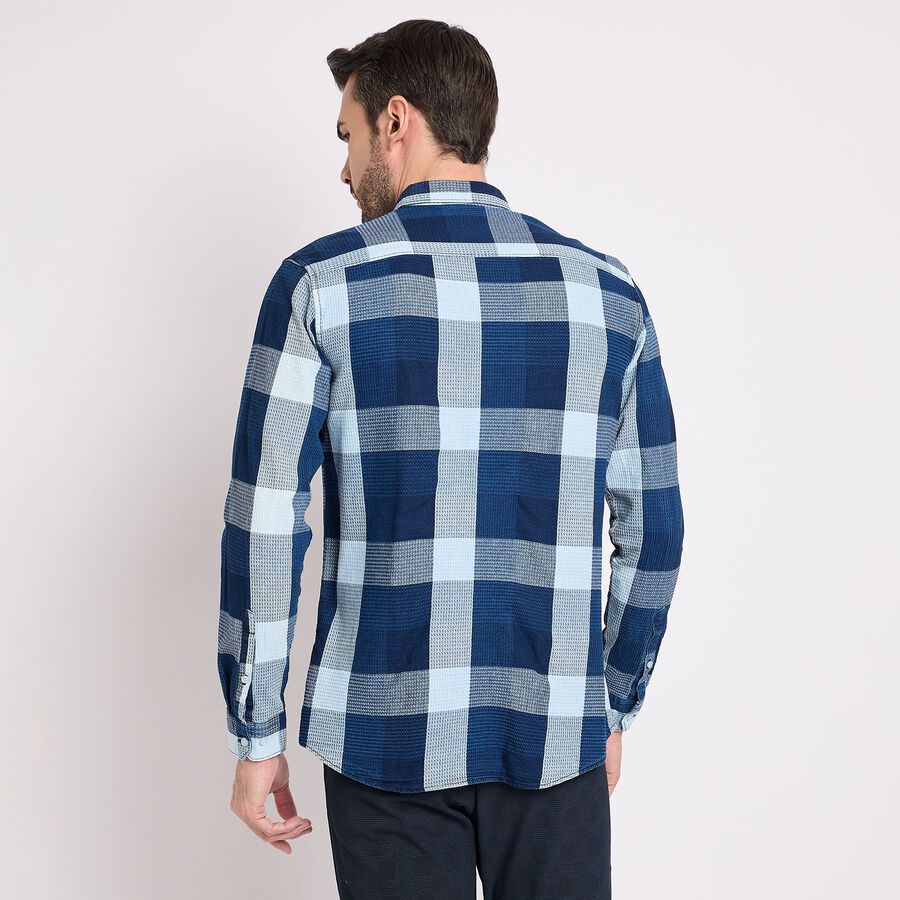Men's 100% Cotton Casual Shirt, Navy Blue, large image number null