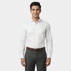 Men White Cotton Blend Full Sleeve Collar Classic Formal Shirt, White, small