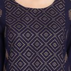 Printed 3/4Th Sleeves Kurta, Navy Blue, small image number null