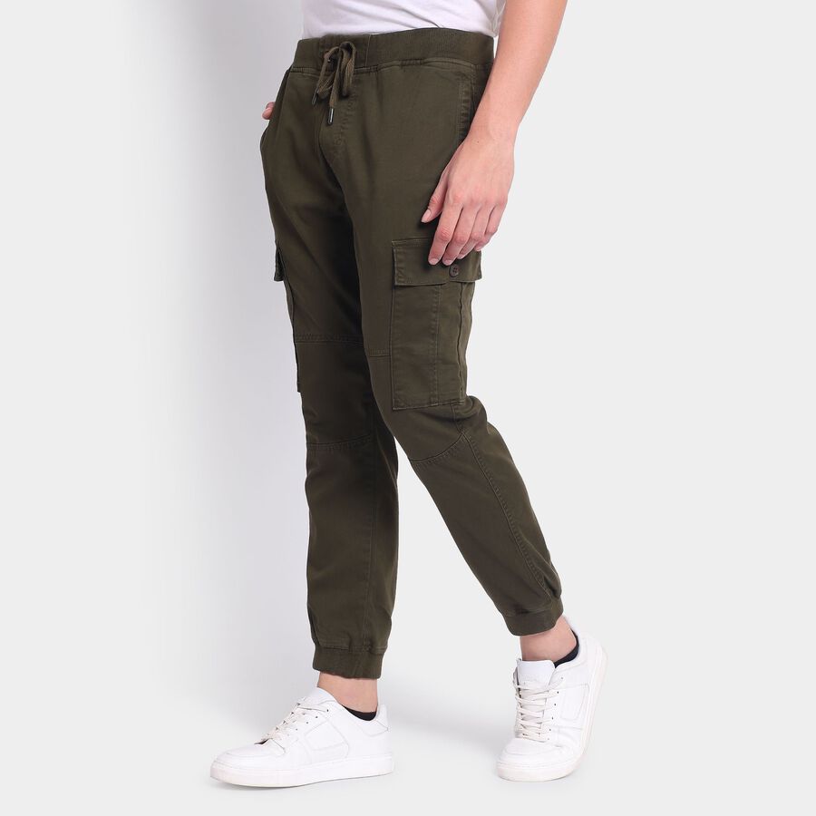 Men's Slim Fit Casual Trousers, Olive, large image number null