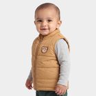 Infants Beige Sleeveless Puffer Jacket, गहरा पीला, small