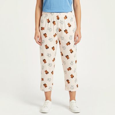 Women's Peach Straight Fit Printed Capri