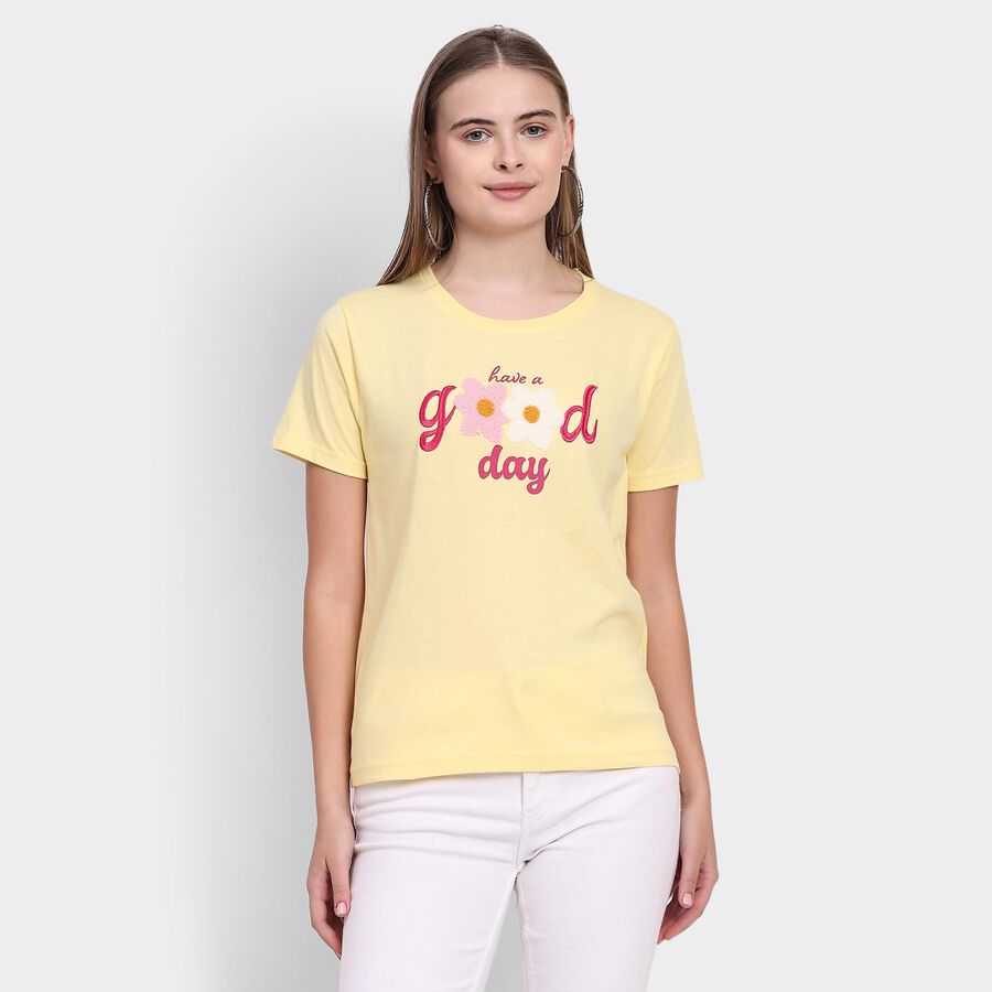 Ladies' Round Neck T-Shirt , पीला, large image number null