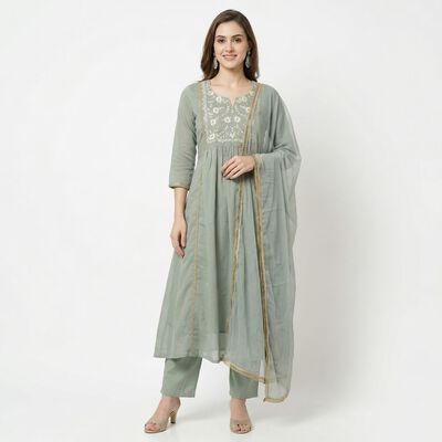 Women's Light Blue Ethnic Set