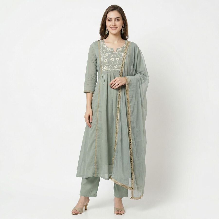 Women's Light Blue Ethnic Set, हल्का नीला, large