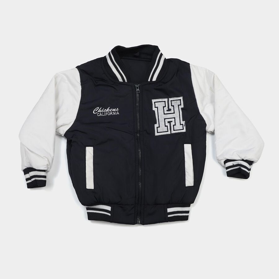 Boys' Navy Blue Varsity Jacket, Navy Blue, large