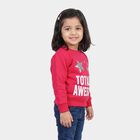 Girls' Fuchsia Round Neck Pullover Sweatshirt, Fuchsia, small
