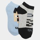 Boys' Ankle Length Pack of 2 Socks ( Grey, Blue ), Light Blue, small