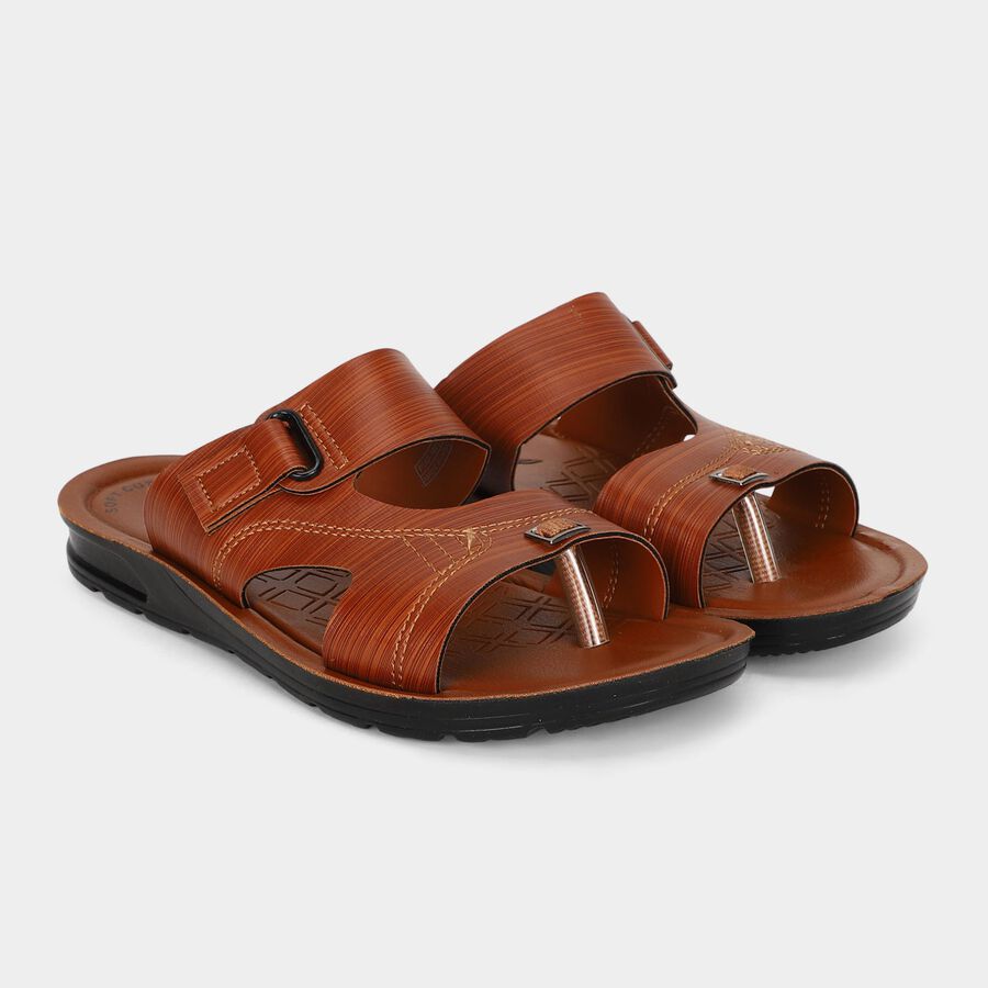 Men's Tan Slip-On Slide Sandals, Tan, large