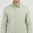 Men's Blue Cotton Casual Shirt, एक्वा, small