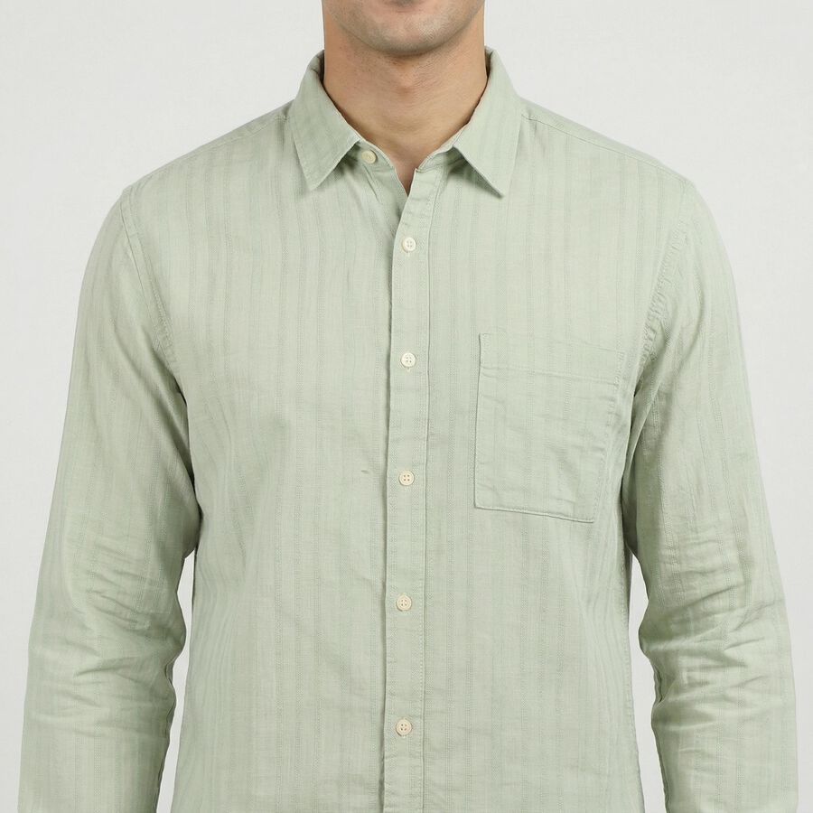 Men's Blue Cotton Casual Shirt, एक्वा, large