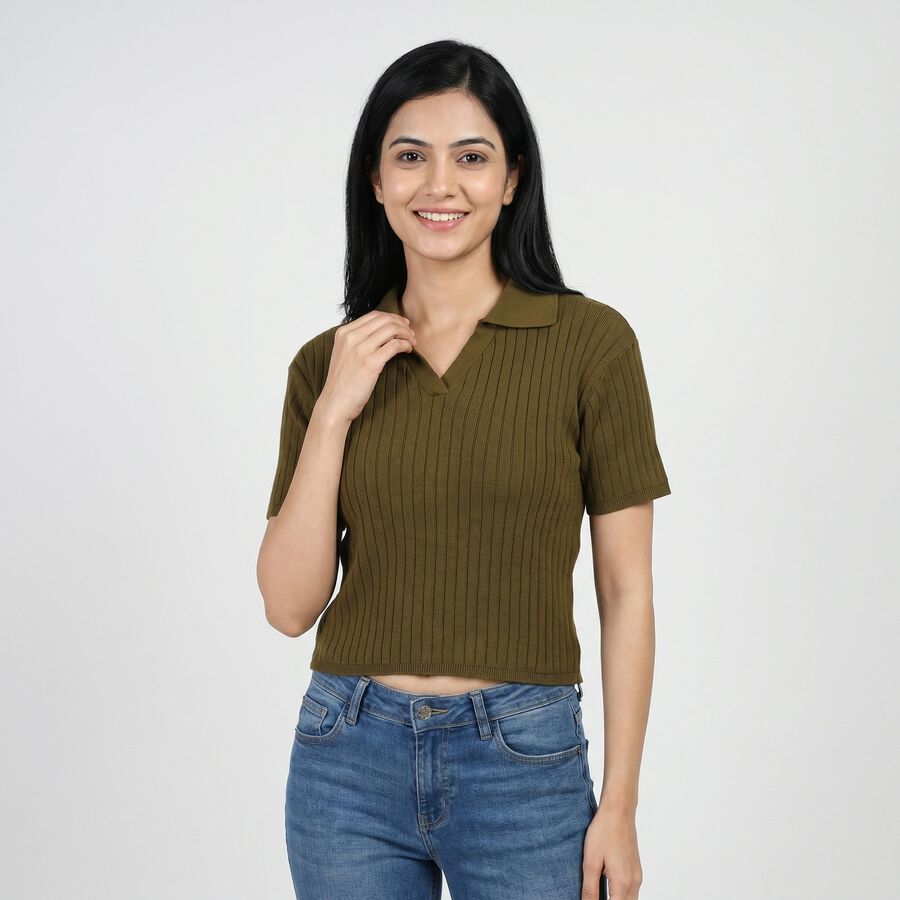 Women's Olive Green Top, Olive, large