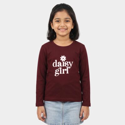 Girls Wine Round Neck Regular Top