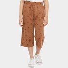 Girls' Brown Wide Leg Star Printed Capri, Brown, small