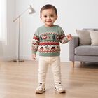 Infants' Mint Green Crew Neck Printed Pullover, Light Green, small