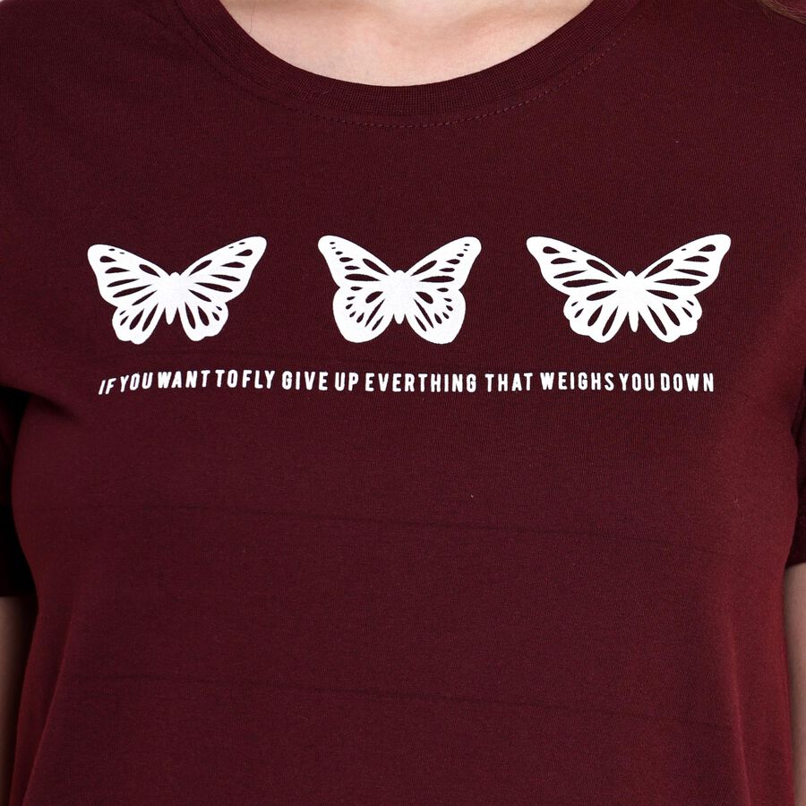 Ladies' Round Neck T-Shirt , Wine, large image number null