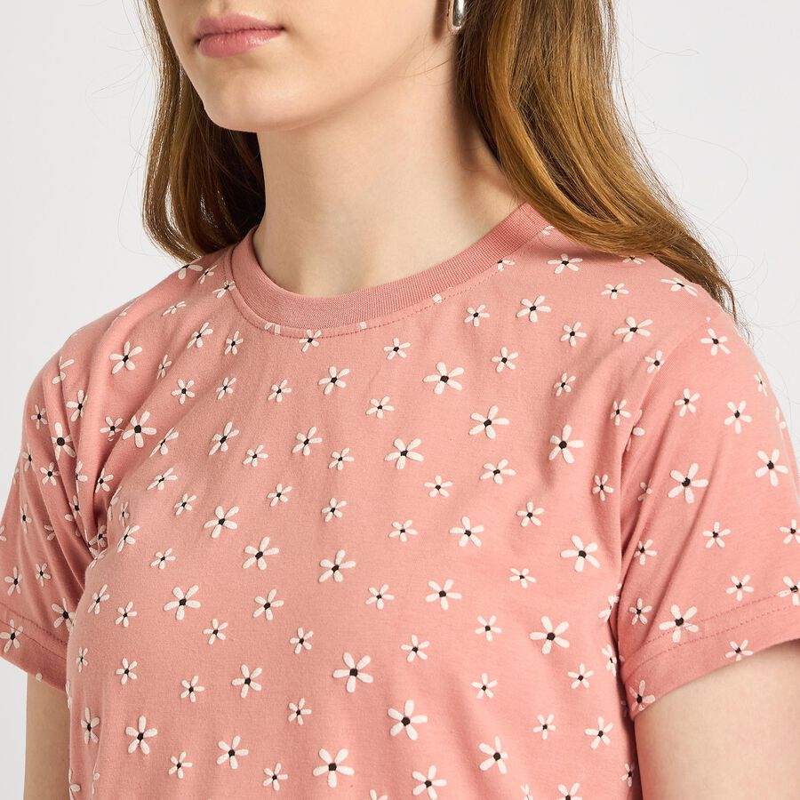 Ladies' Round Neck T-Shirt , Pink, large