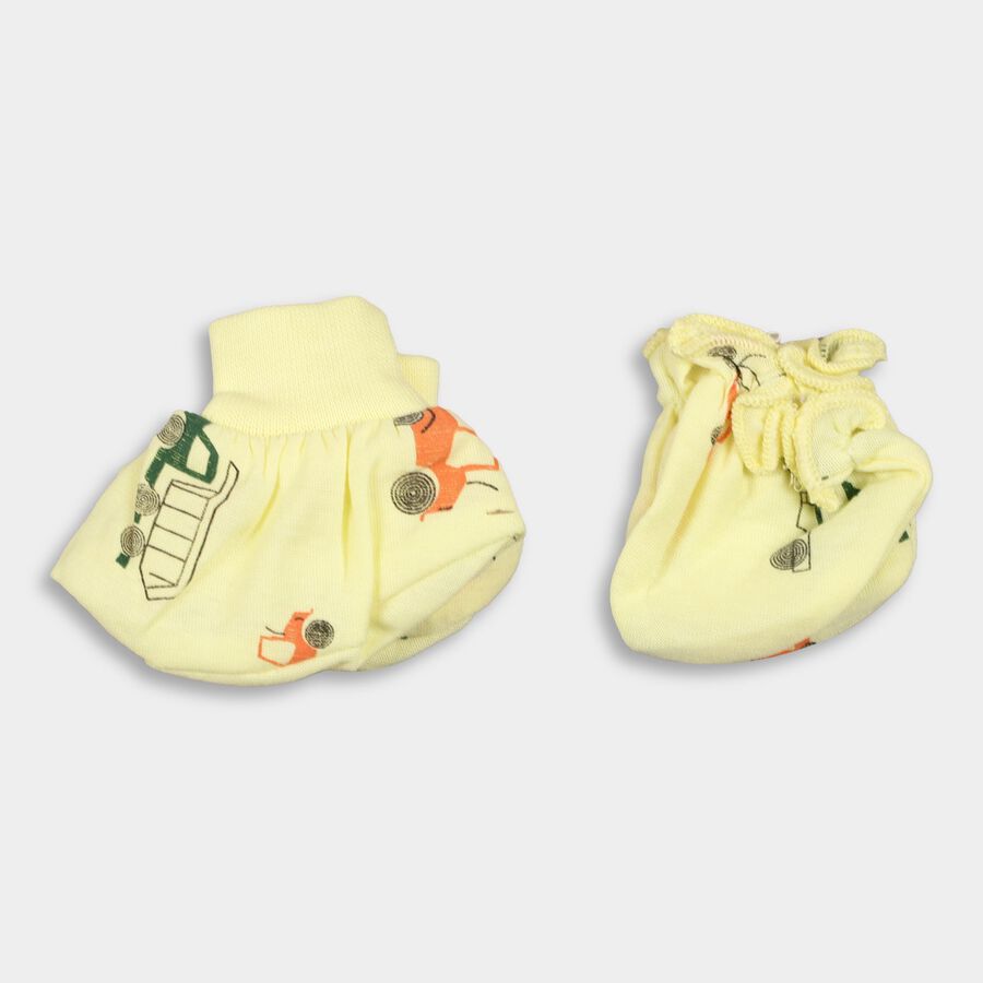 Infants' 100% Cotton Gift Set (Cap, Mittens, Booties), Yellow, large