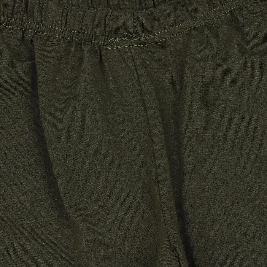 Boys Olive Green Straight Fit Graphic Print Pyjama, ओलिव, large