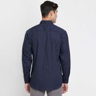 Printed Cotton Formal Shirt, Navy Blue, small image number null
