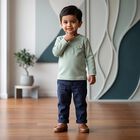 Infants Green Cotton Round Neck Regular T-Shirt, Light Green, small