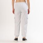 Women's Light Ash Grey Relaxed Fit Cargo Track Pants, Ecru Melange, small image number null