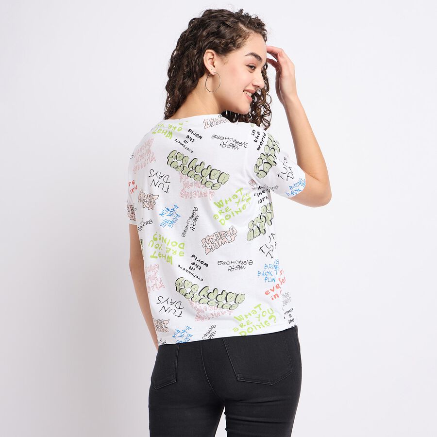 Ladies' Round Neck T-Shirt , सफ़ेद, large image number null