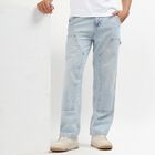 Men's Blue Regular Fit Five-Pocket Jeans, Light Blue, small