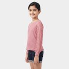 Girls Pink Round Neck Regular Top, गुलाबी, small