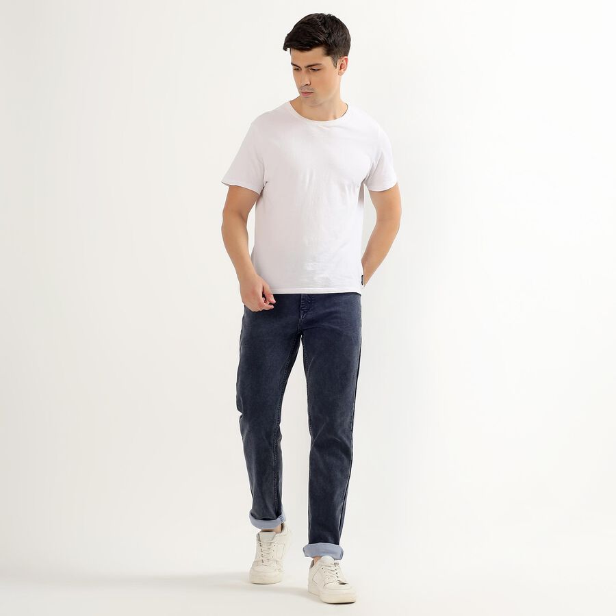 Men's Washed Indigo Slim Fit Jeans, Dark Blue, large
